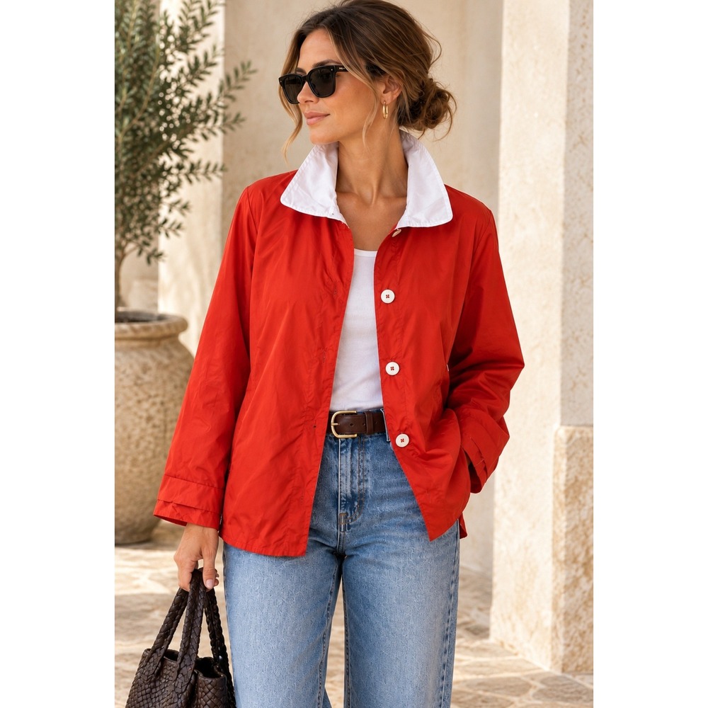 Stephan Janson Jacket Womens 14 Orange Made Italy 90s Designer Art to Wear
